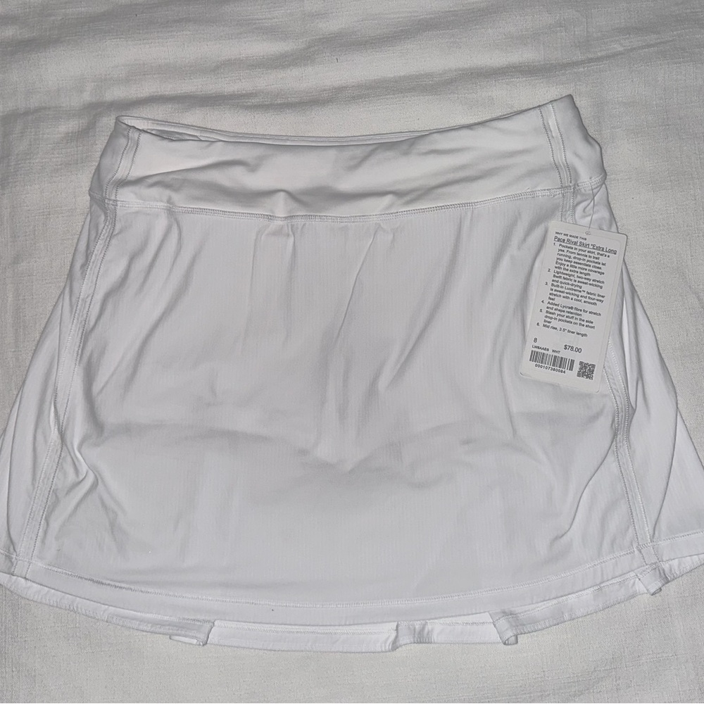 Lululemon Pace Rival Skirt White NEW WITH TAGS